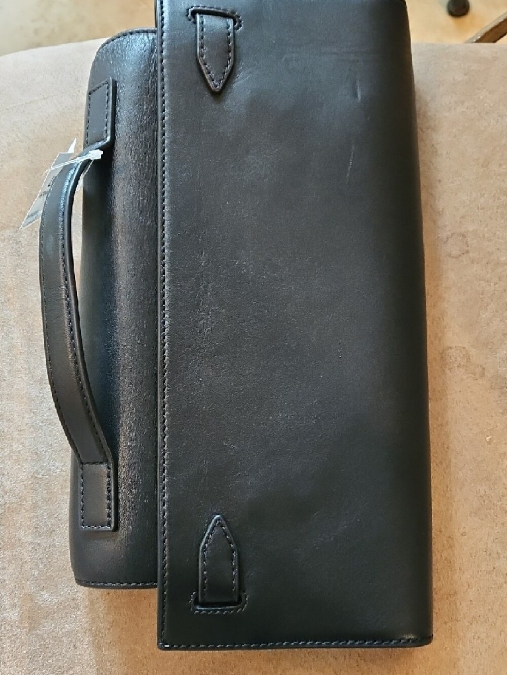 Veronica Beard Black Leather Clutch with Gold Accent - Picture 3 of 6